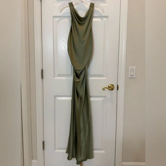 Reformation Casette Silk Dress in Artichoke Size 12 NWT - Picture 7 of 16